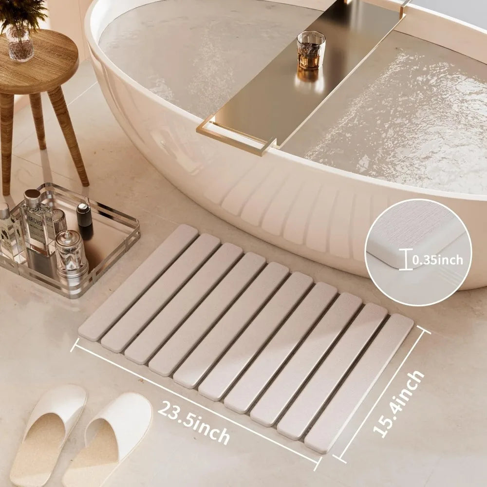 Foldable Diatomaceous Stone Bath Mat Quick Dry Non Slip Absorbent