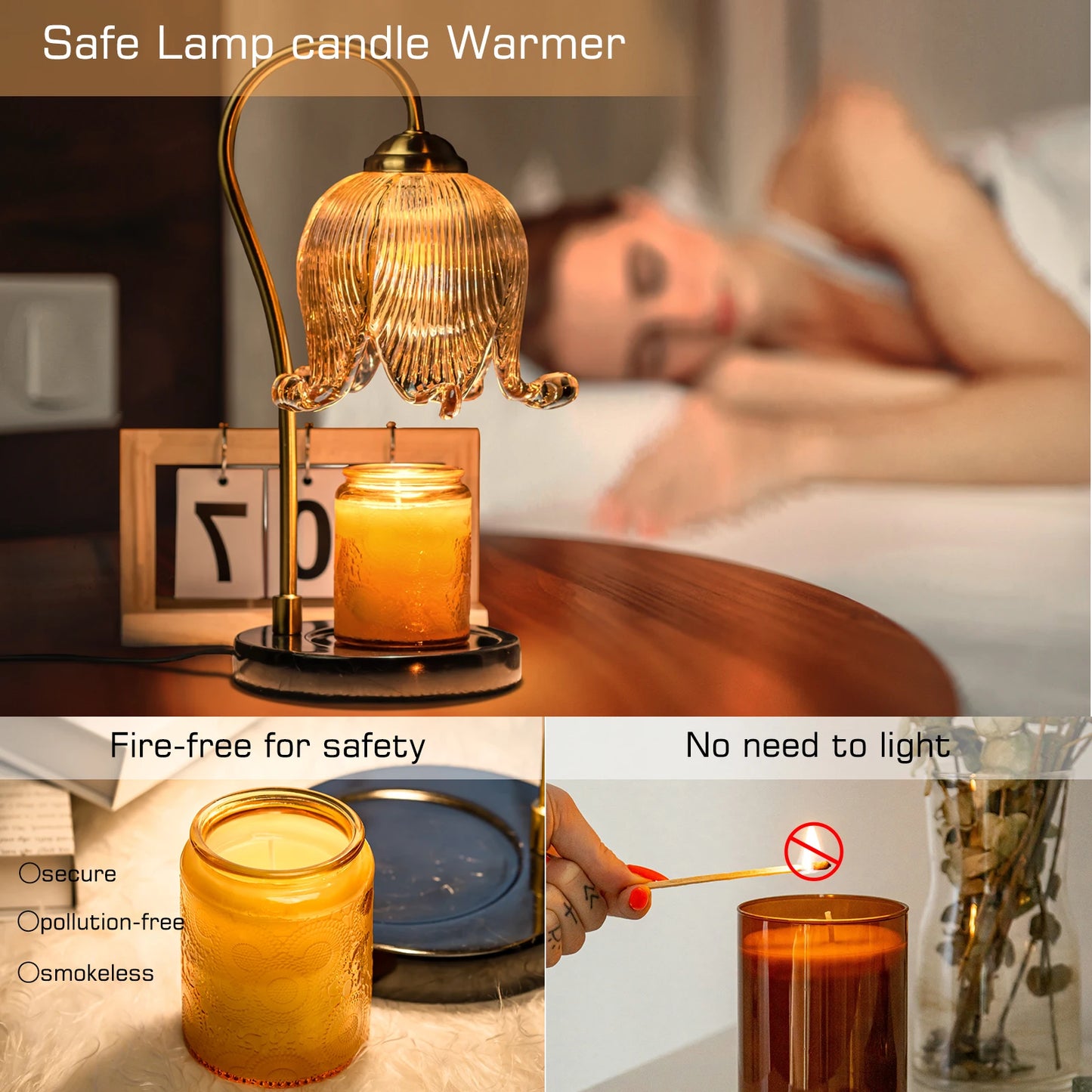 Tulip Flower Warm Candle Lamp Night Light Bedside Table Lamp