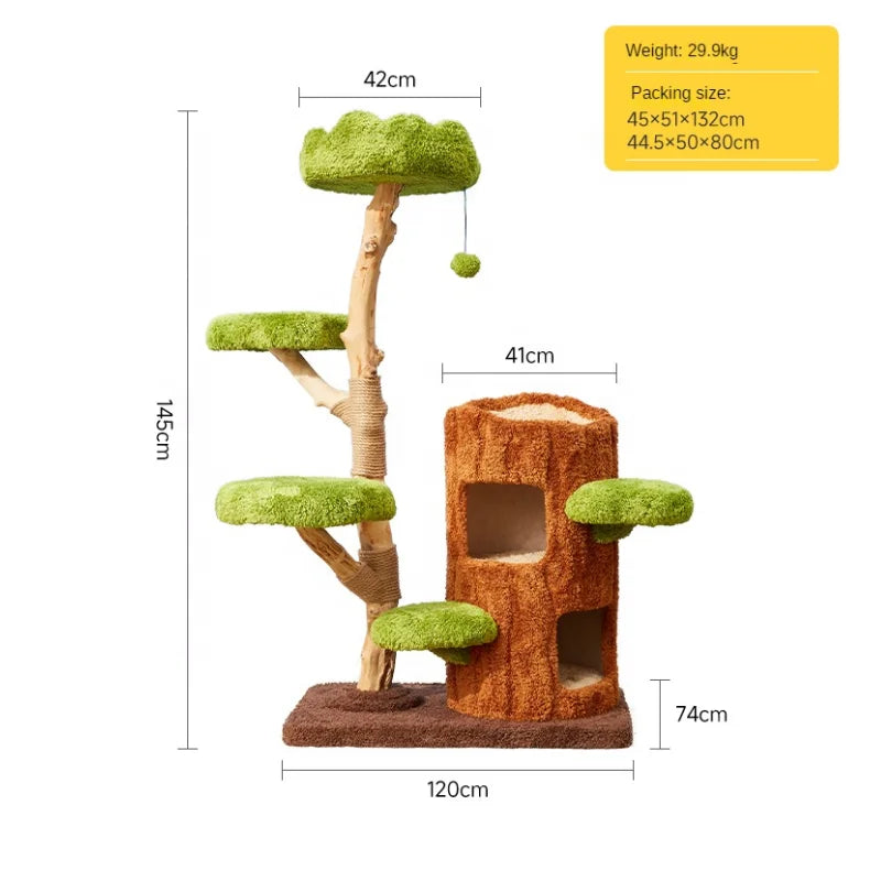 Floor To Ceiling Cat Tree Tower With Scratching Posts Wooden