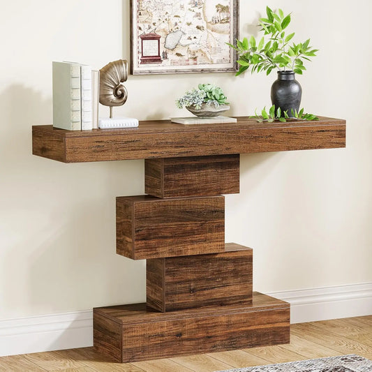 Tribesigns Farmhouse Console Table With Geometric Base