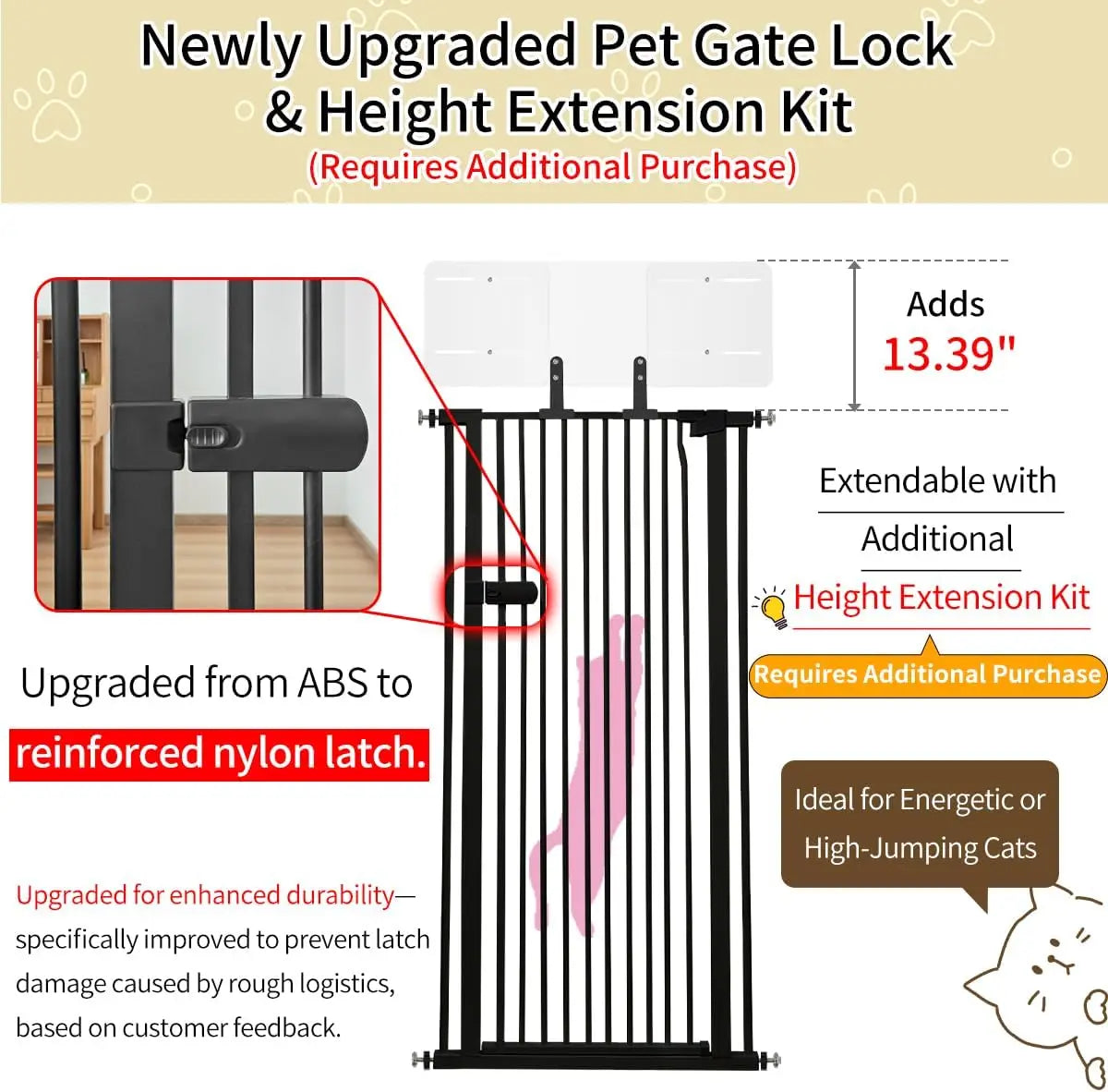 Ufsagcg Extra Tall Pet Gate Auto Close Pressure Mounted