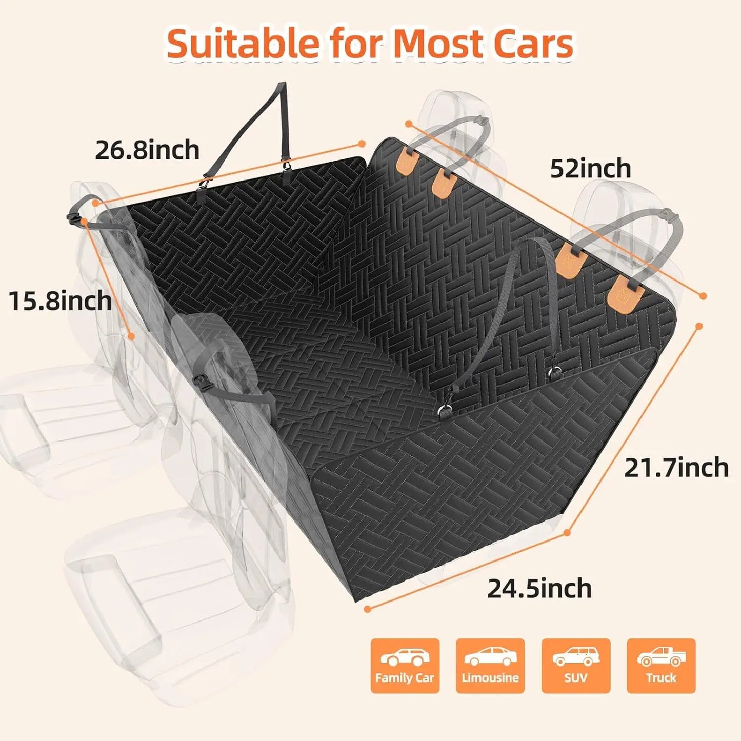 YQXH Back Seat Extender For Dogs Mesh Window Hard Bottom