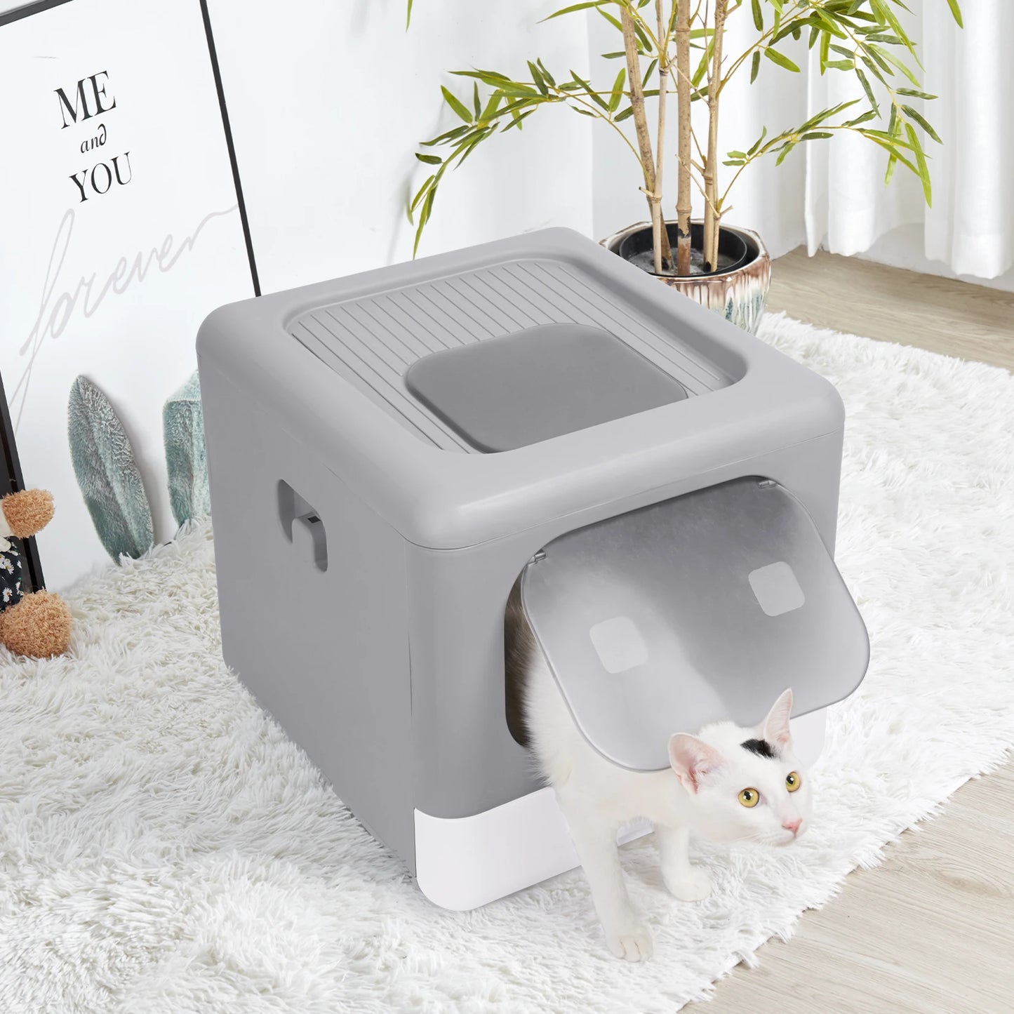 Feature Cat Litter Box Detachable Top Front Entry With Drawer