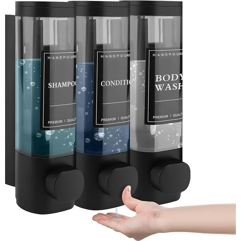 ABS 3 In 1 Wall Mounted Dispenser Shampoo Conditioner Soap