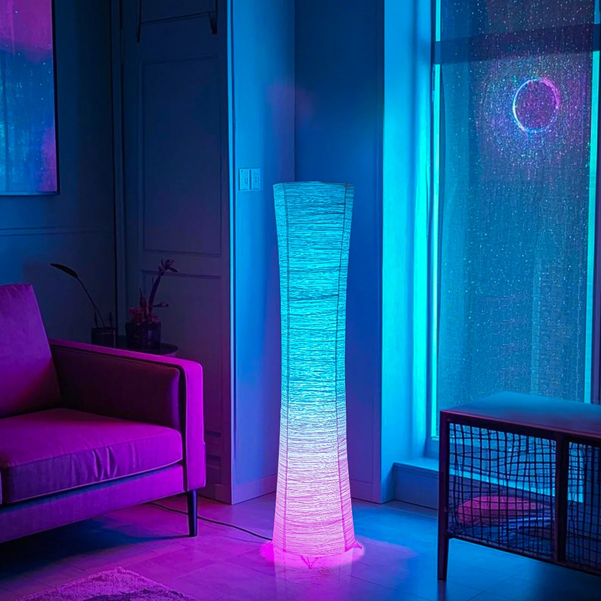 Paper Floor Lamp RGB LED Smart Lamp With Remote Control