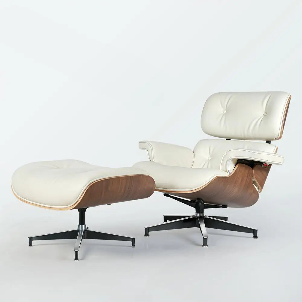 Mid Century Leather Armchair Lounge Chair And Ottoman Living Room