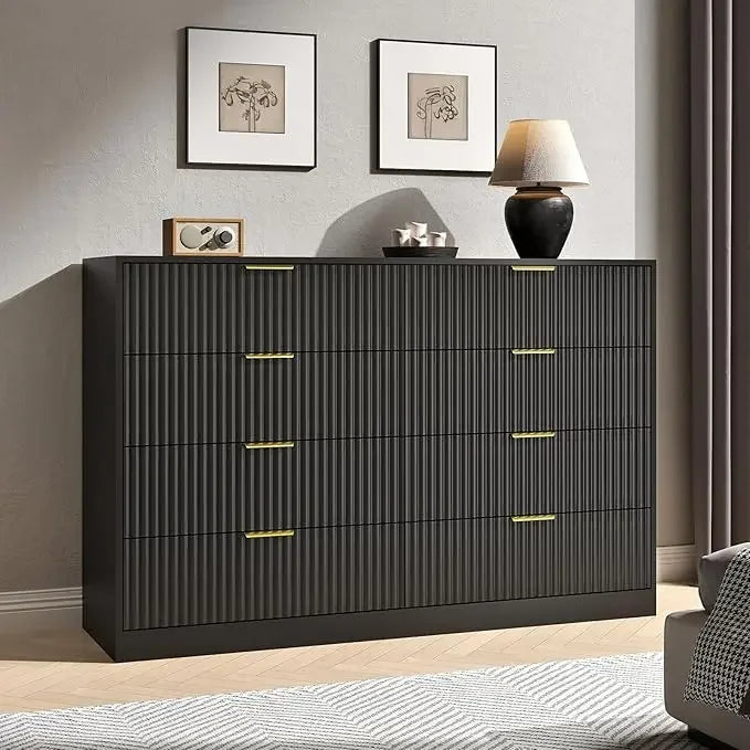 CHENGWEIFinish Fluted 8 Drawer Dresser Modern Chest Of Drawers