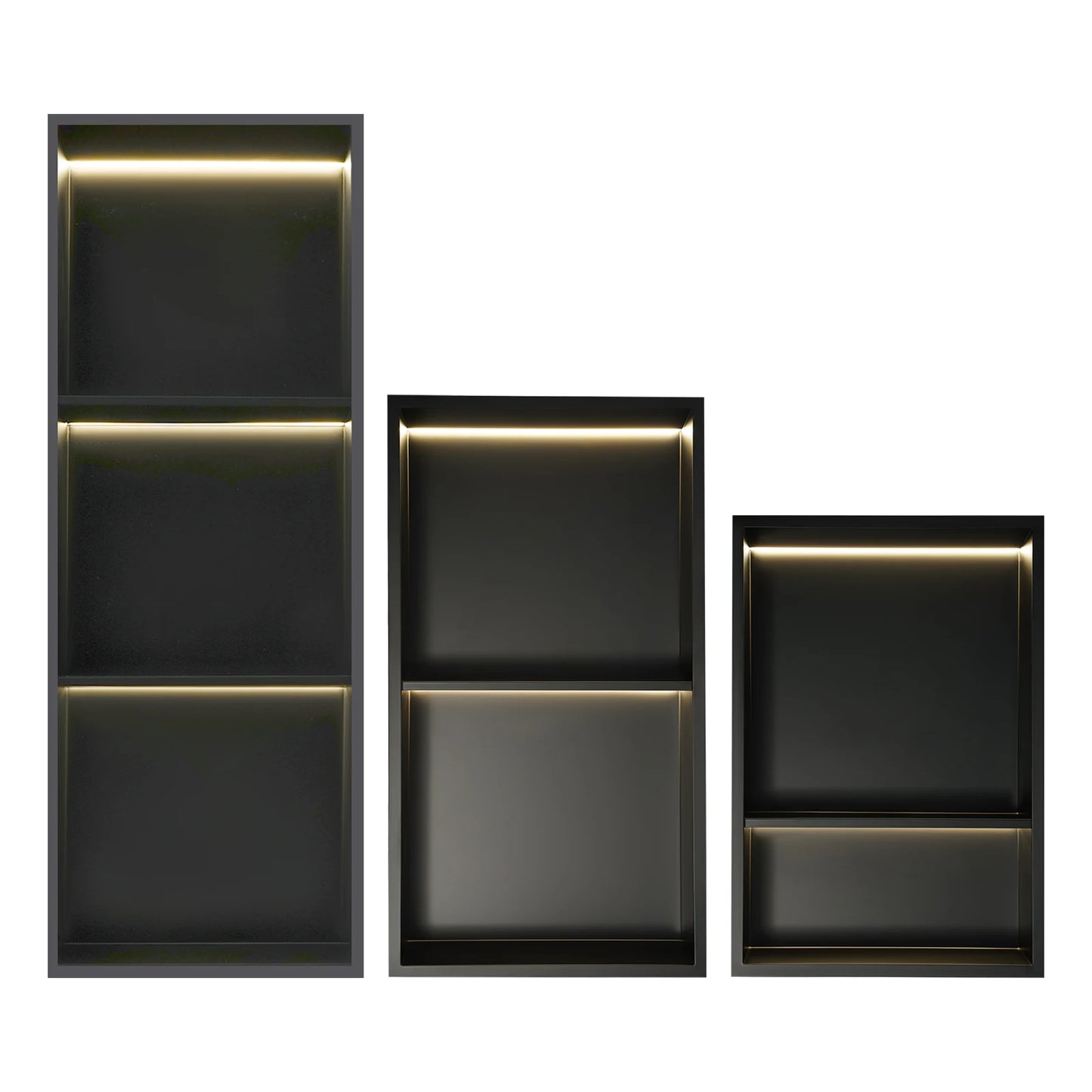 Stainless Steel Recessed Wall Niche with LED Light 2/3-Tier Bathroom Shelves Concealed Shower Niche Shelf Bbathroom Cabinet