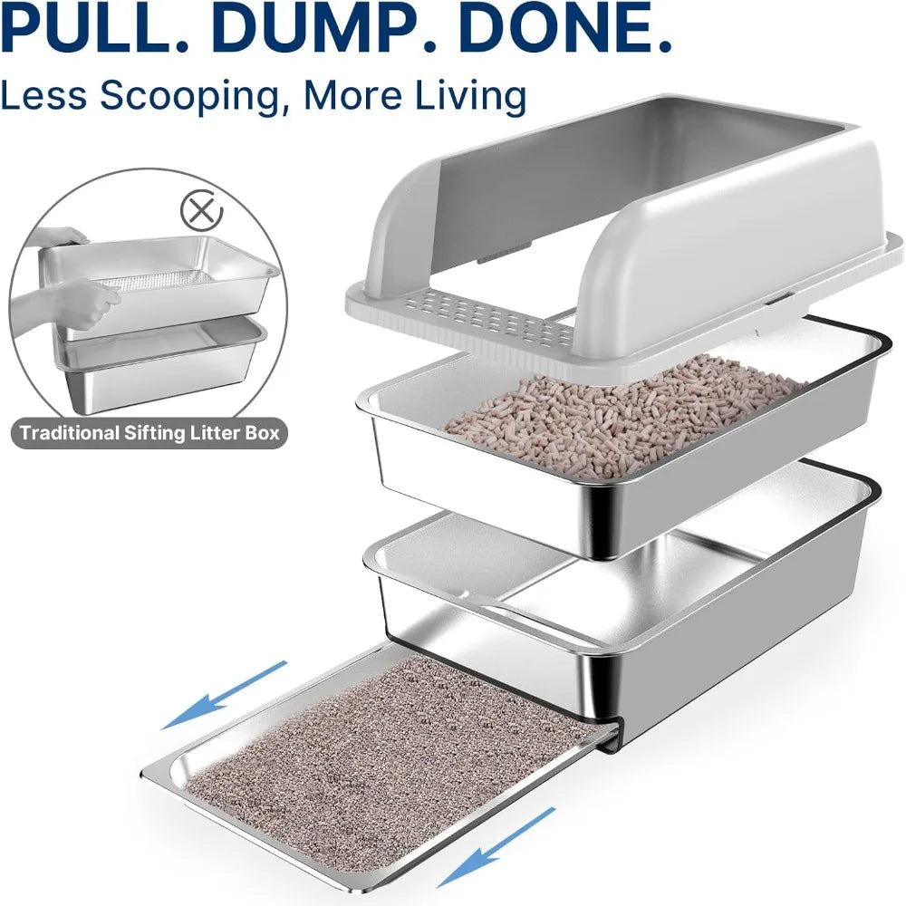 Paw Libe Stainless Steel Sifting Litter Box With Drawer