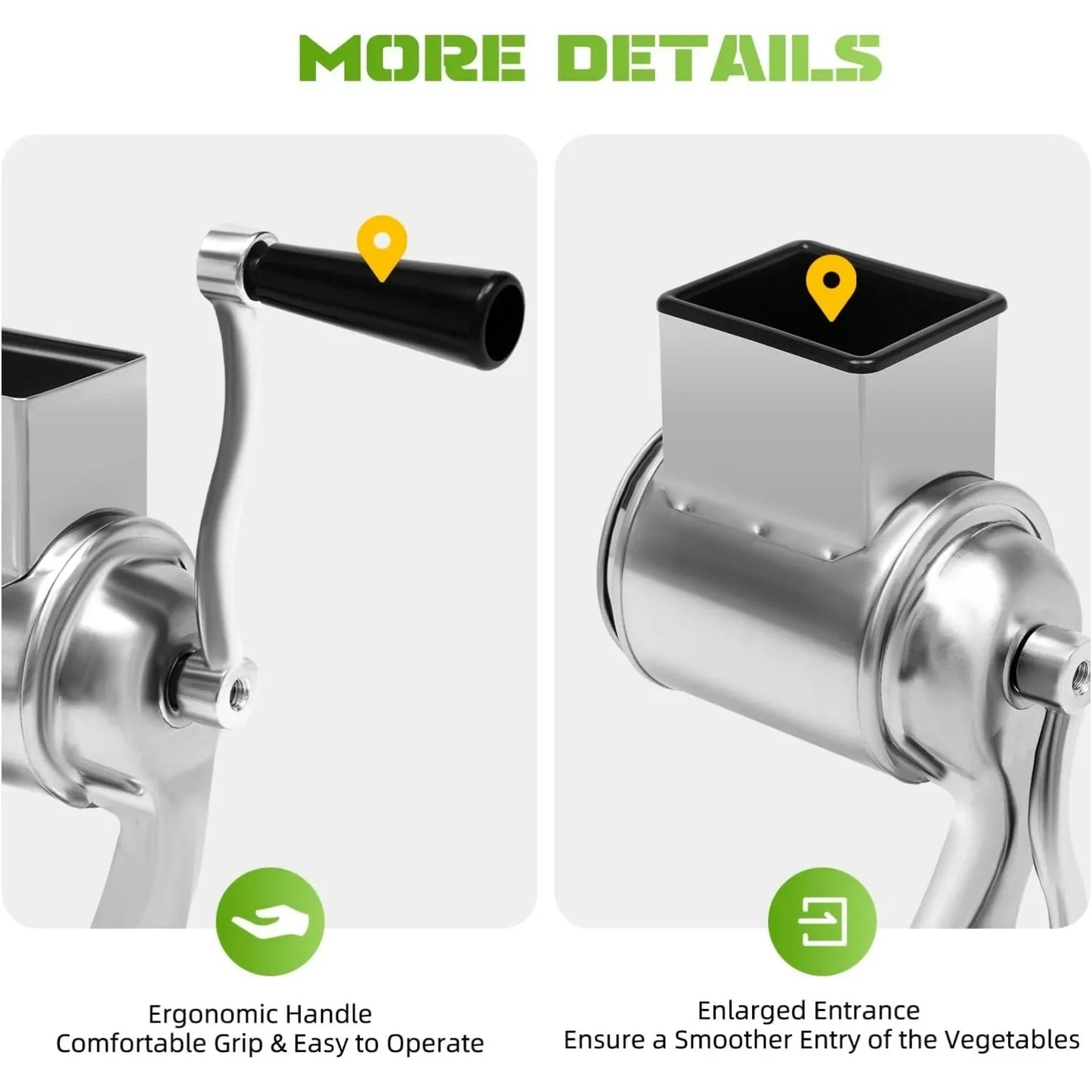 Rotary Cheese Grater Hand Crank 5 In 1 Chopper Stainless