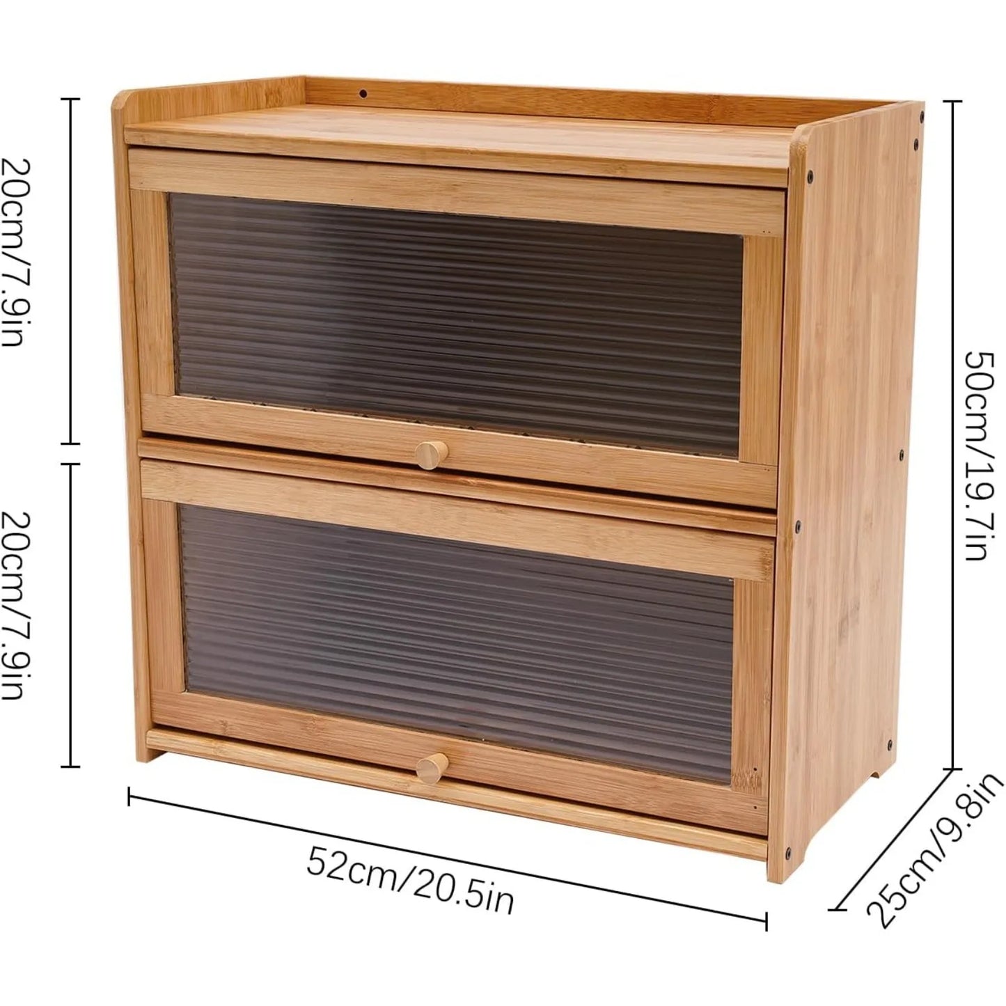 Each 2 Tier Bamboo Kitchen Storage Cabinet With Clear Acrylic Doors