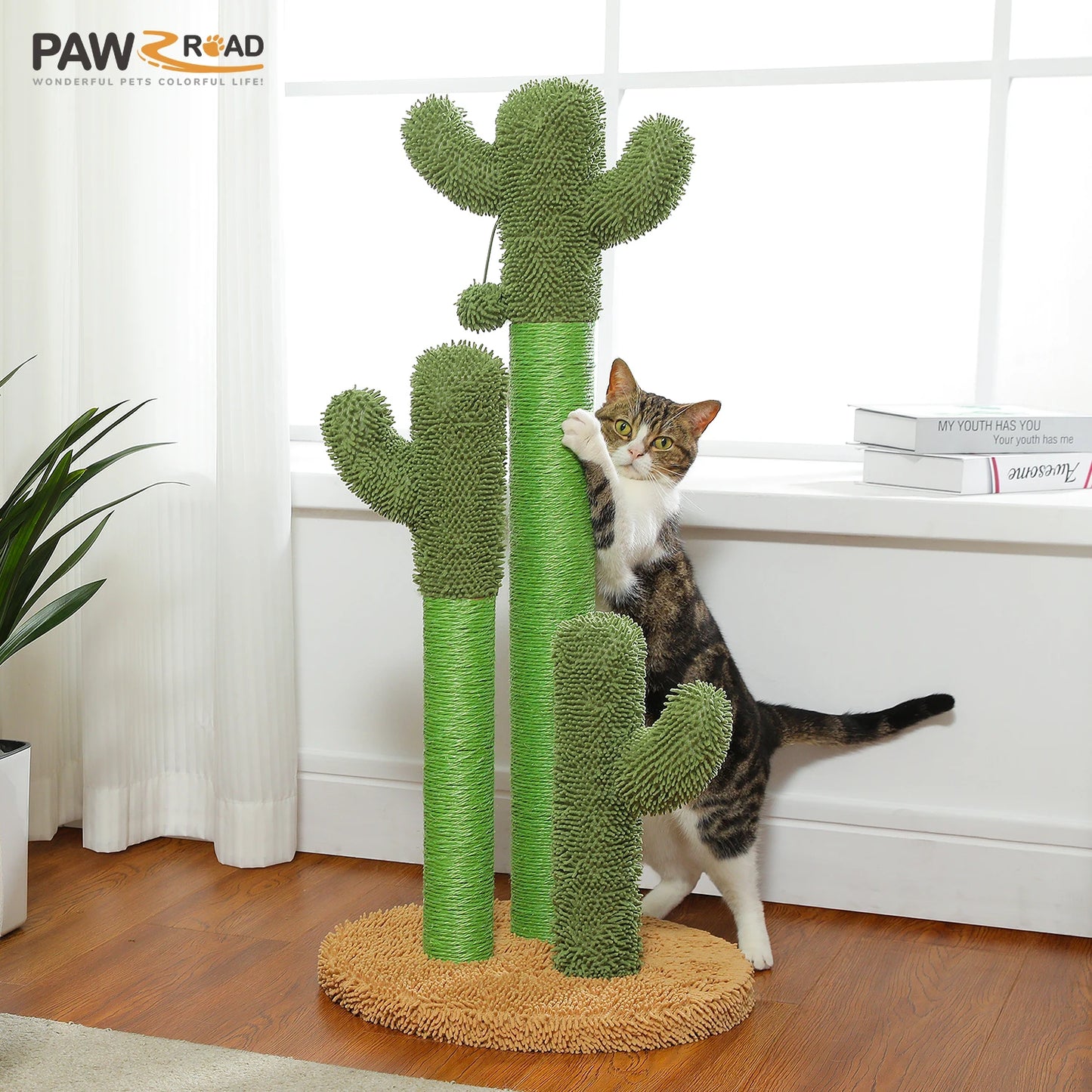PEQULTICN Cactus Cat Tree With Large Condo Hammock And Ball