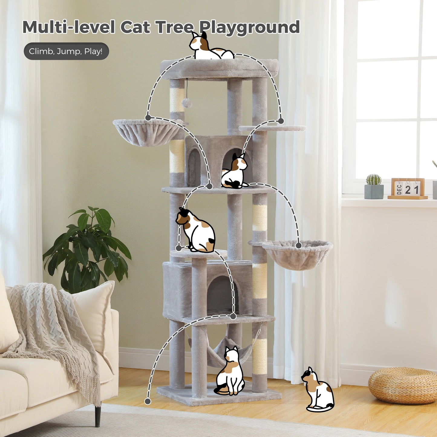 PEQULTICN Luxury Cat Tree With Sisal Scratching Posts