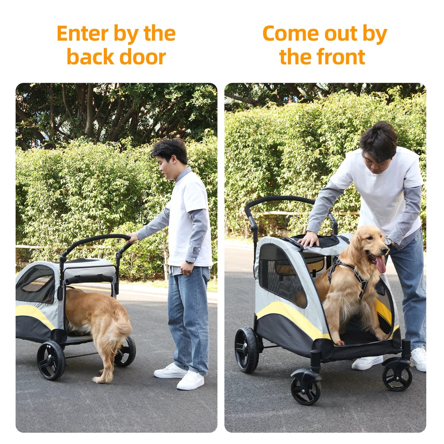 BINGOPAW Four Wheel Dog Stroller Trolley Carrier Foldable For Dogs